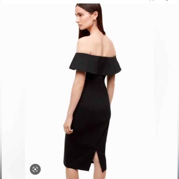 Aritzia Babaton Ruslan Off the Shoulder Black Midi Dress Size 10 - Picture 4 of 8